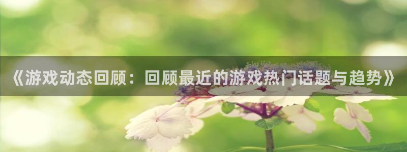 辉达娱乐官方注册登录：《游戏动态回顾：回顾最近的游戏热门话题