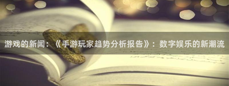 辉达娱乐2登录：游戏的新闻：《手游玩家趋势分析报告》：数字娱